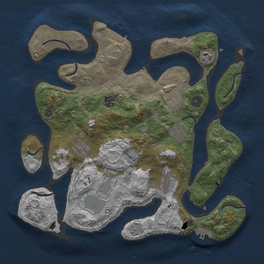 Rust Map: Procedural Map, Size: 3500, Seed: 605605, 16 Monuments