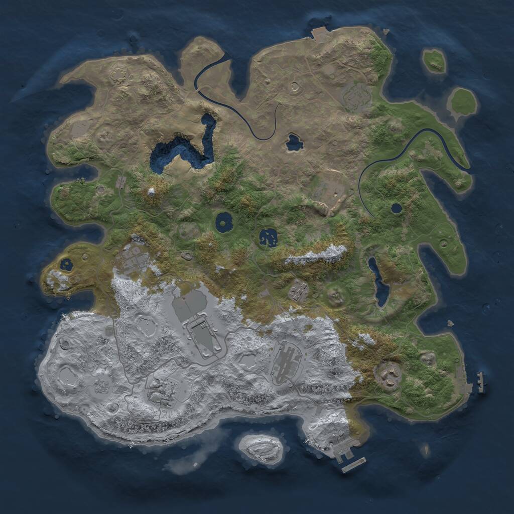 Rust Map: Procedural Map, Size: 4000, Seed: 680281462, 15 Monuments