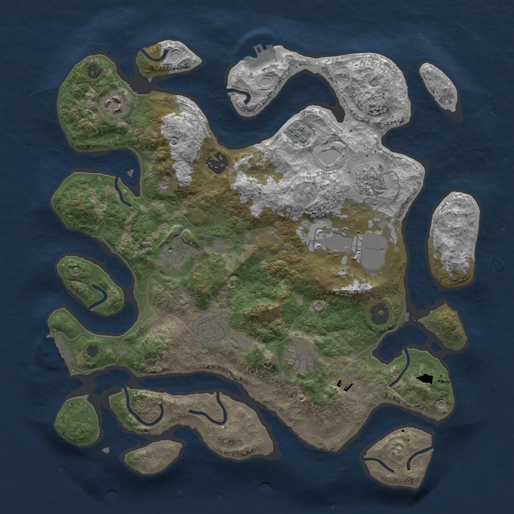 Rust Map: Procedural Map, Size: 3700, Seed: 122122122, 16 Monuments