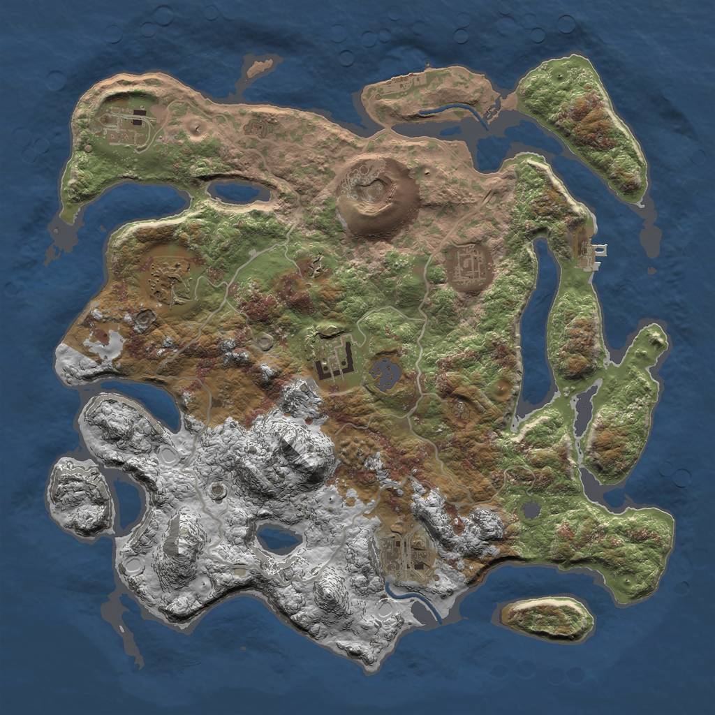 Rust Map: Procedural Map, Size: 3500, Seed: 65456, 13 Monuments