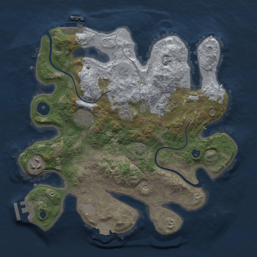 Rust Map: Procedural Map, Size: 3000, Seed: 896743534, 10 Monuments