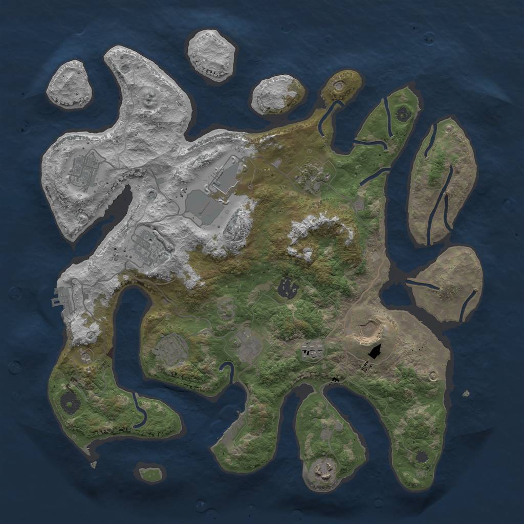 Rust Map: Procedural Map, Size: 3800, Seed: 1105, 15 Monuments