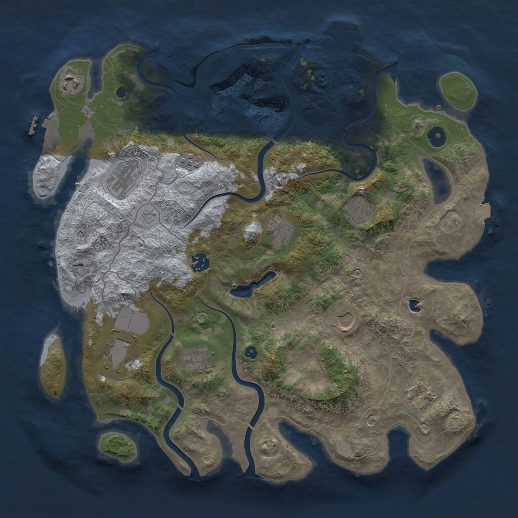 Rust Map: Procedural Map, Size: 4100, Seed: 2, 16 Monuments