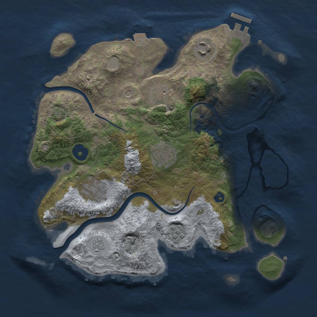 Rust Map: Procedural Map, Size: 3000, Seed: 1266204589, 10 Monuments