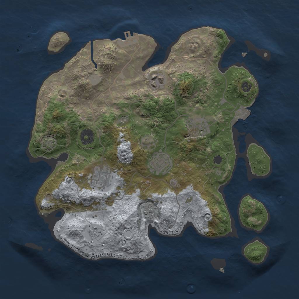 Rust Map: Procedural Map, Size: 3000, Seed: 1266204589, 12 Monuments