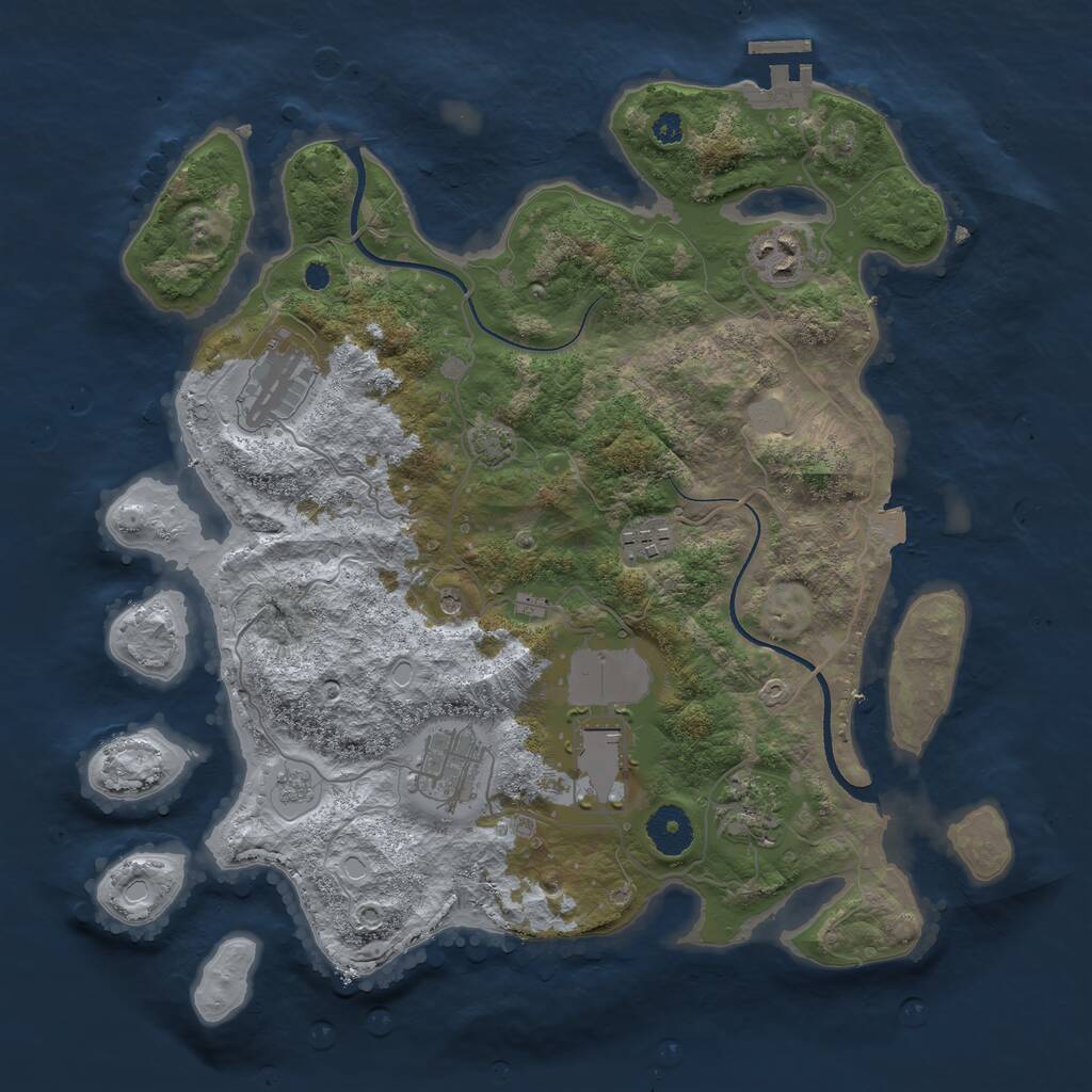 Rust Map: Procedural Map, Size: 3500, Seed: 672, 11 Monuments