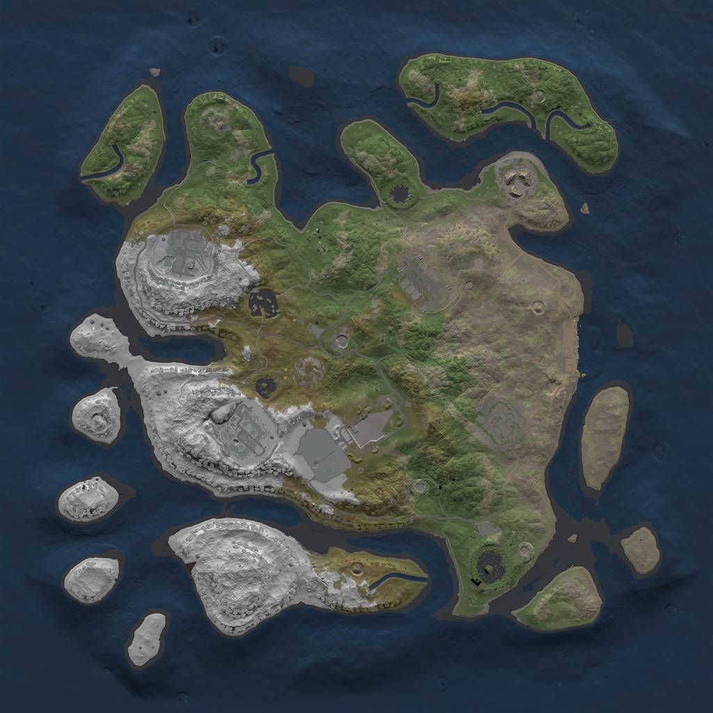 Rust Map: Procedural Map, Size: 3500, Seed: 672, 11 Monuments