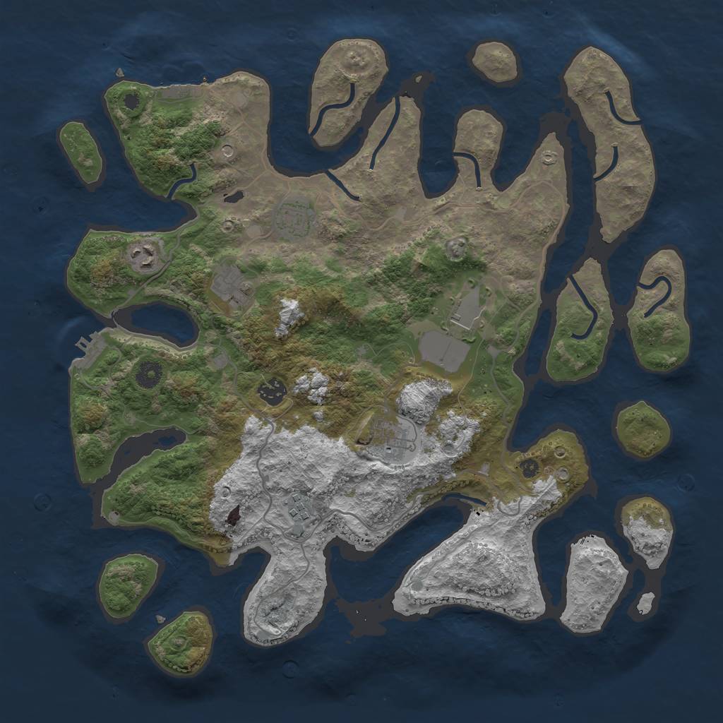 Rust Map: Procedural Map, Size: 4000, Seed: 2068162876, 12 Monuments