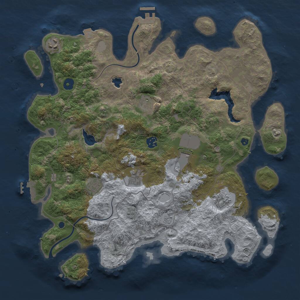 Rust Map: Procedural Map, Size: 4000, Seed: 2068162876, 13 Monuments