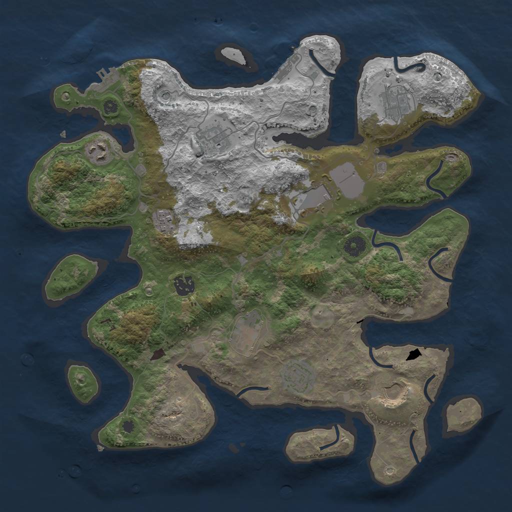 Rust Map: Procedural Map, Size: 3700, Seed: 65, 14 Monuments