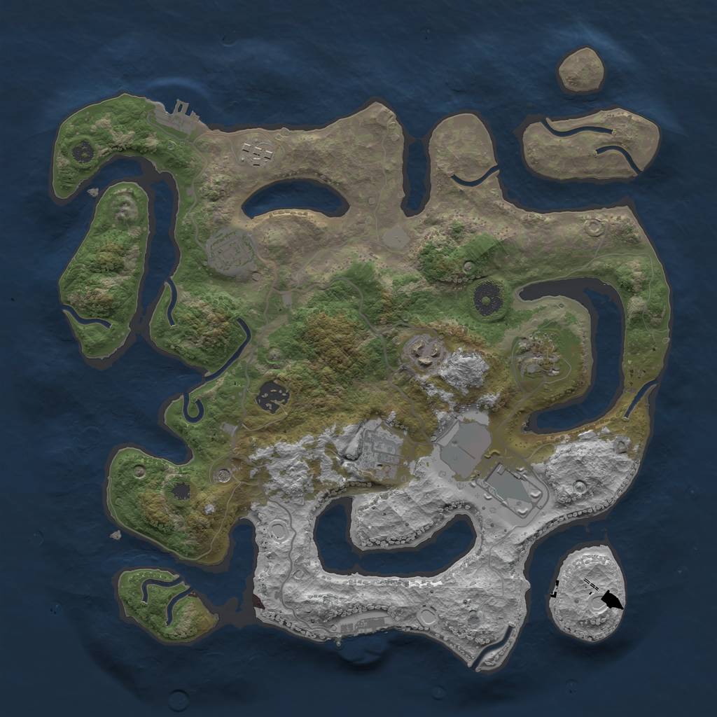 Rust Map: Procedural Map, Size: 3500, Seed: 1580145559, 15 Monuments