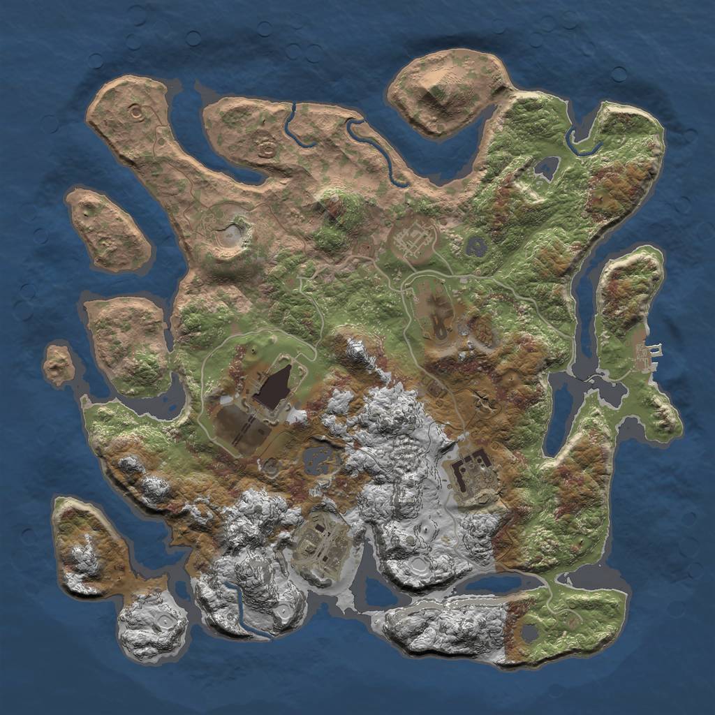 Rust Map: Procedural Map, Size: 3500, Seed: 1781472, 12 Monuments