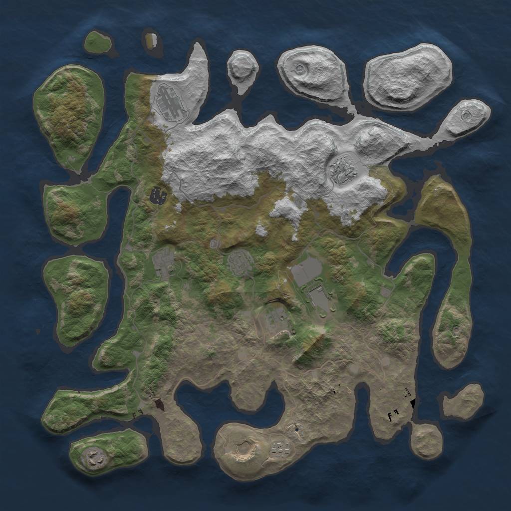 Rust Map: Barren, Size: 4400, Seed: 76195, 13 Monuments