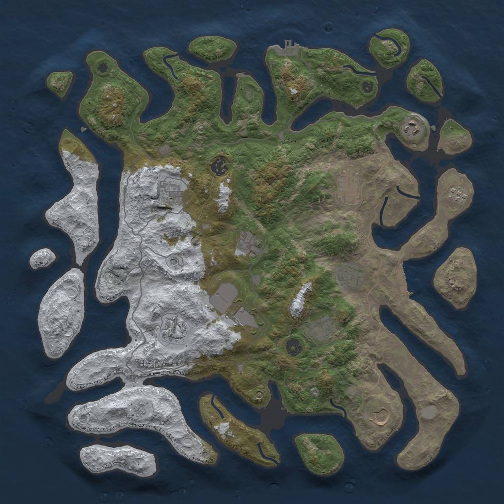 Rust Map: Procedural Map, Size: 4500, Seed: 2068376, 20 Monuments