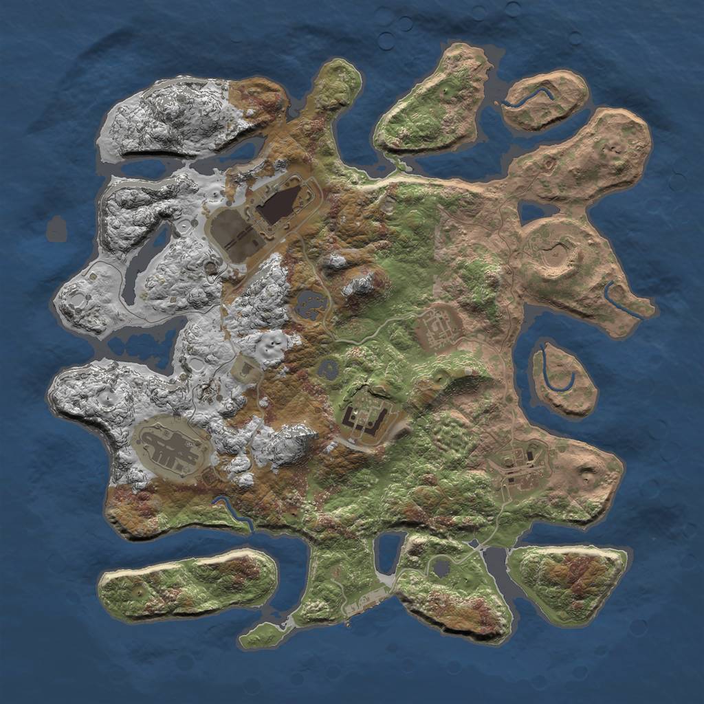 Rust Map: Procedural Map, Size: 3500, Seed: 4415606, 12 Monuments