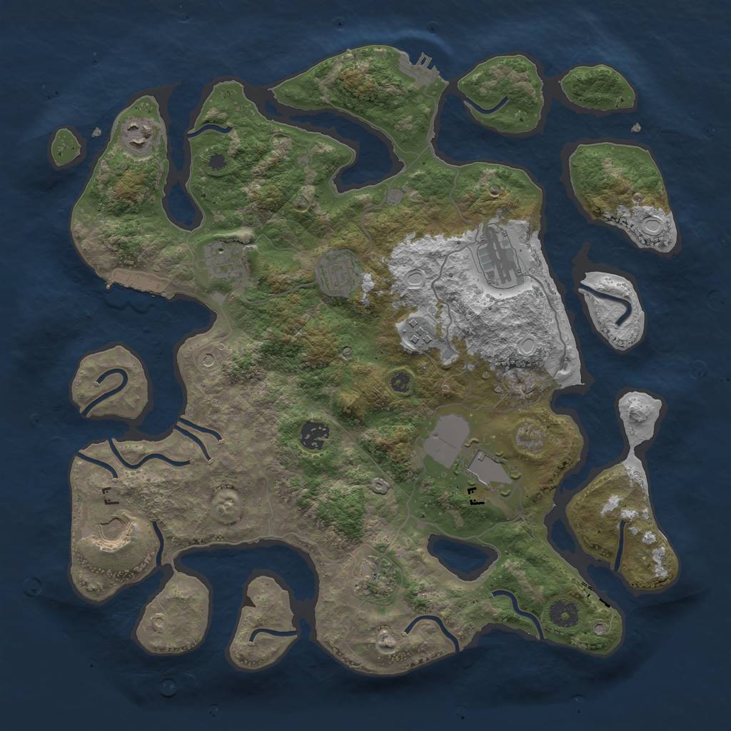 Rust Map: Procedural Map, Size: 3800, Seed: 40, 17 Monuments