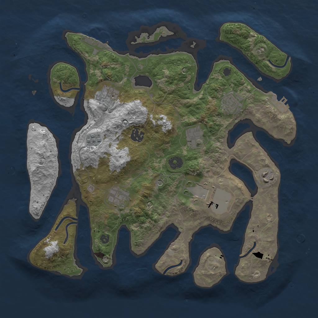 Rust Map: Procedural Map, Size: 3500, Seed: 134595, 13 Monuments