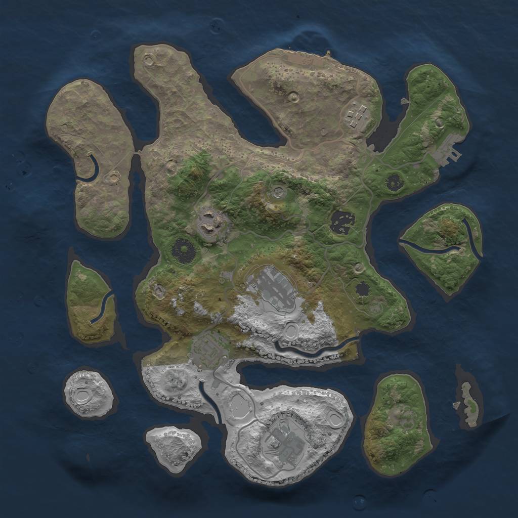 Rust Map: Procedural Map, Size: 3200, Seed: 2038724440, 14 Monuments