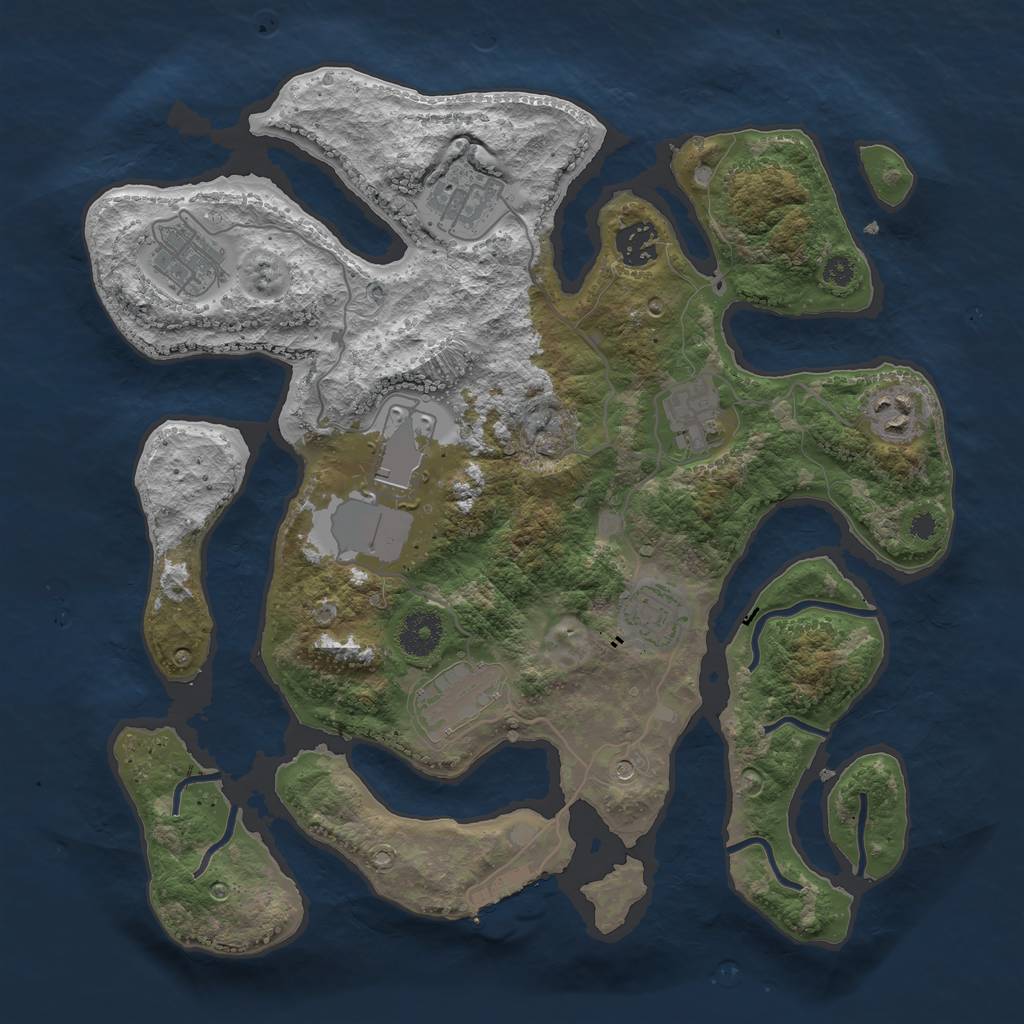 Rust Map: Procedural Map, Size: 3500, Seed: 1724955, 12 Monuments