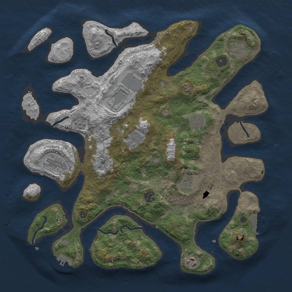 Rust Map: Procedural Map, Size: 4000, Seed: 1015609570, 20 Monuments