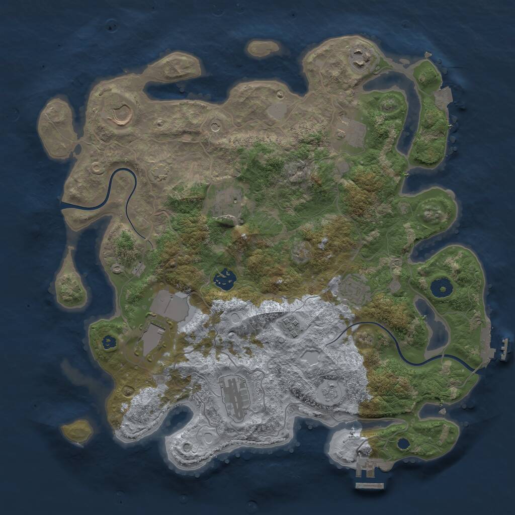 Rust Map: Procedural Map, Size: 3700, Seed: 1850033944, 15 Monuments