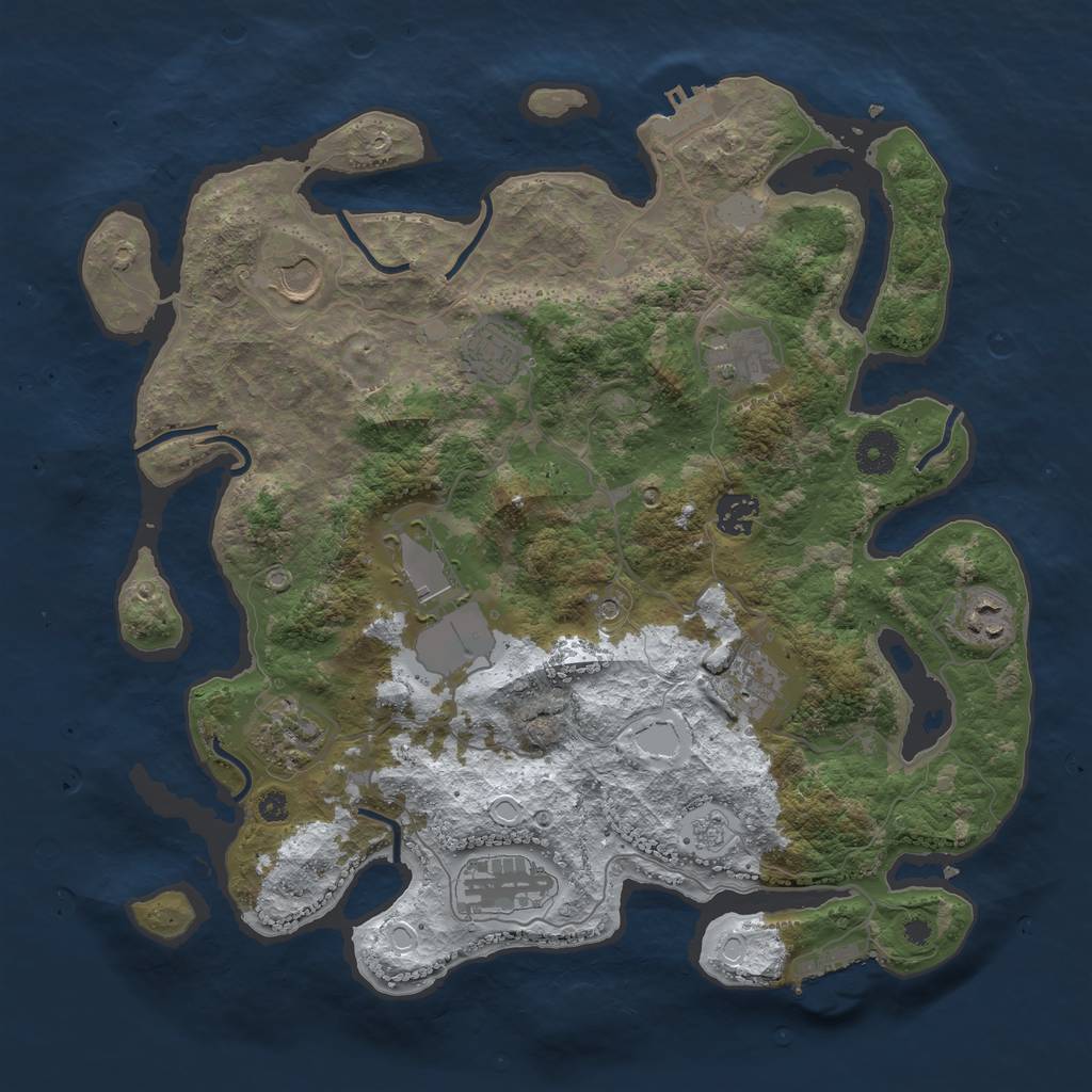 Rust Map: Procedural Map, Size: 3700, Seed: 1850033944, 18 Monuments