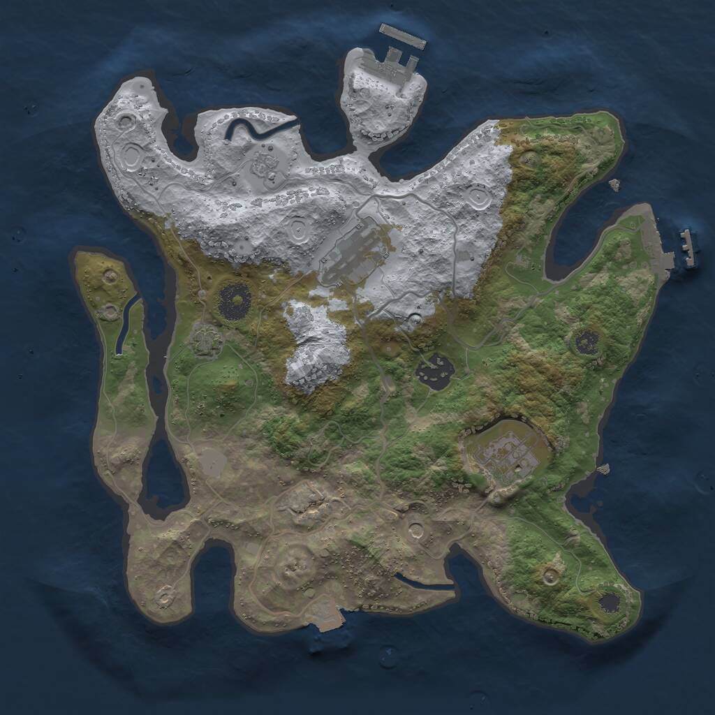 Rust Map: Procedural Map, Size: 3000, Seed: 117342425, 9 Monuments