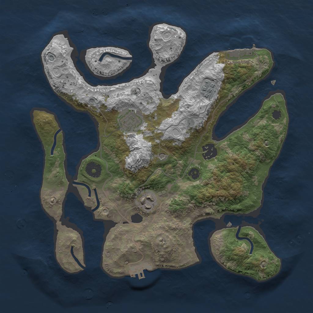 Rust Map: Procedural Map, Size: 3000, Seed: 117342425, 12 Monuments