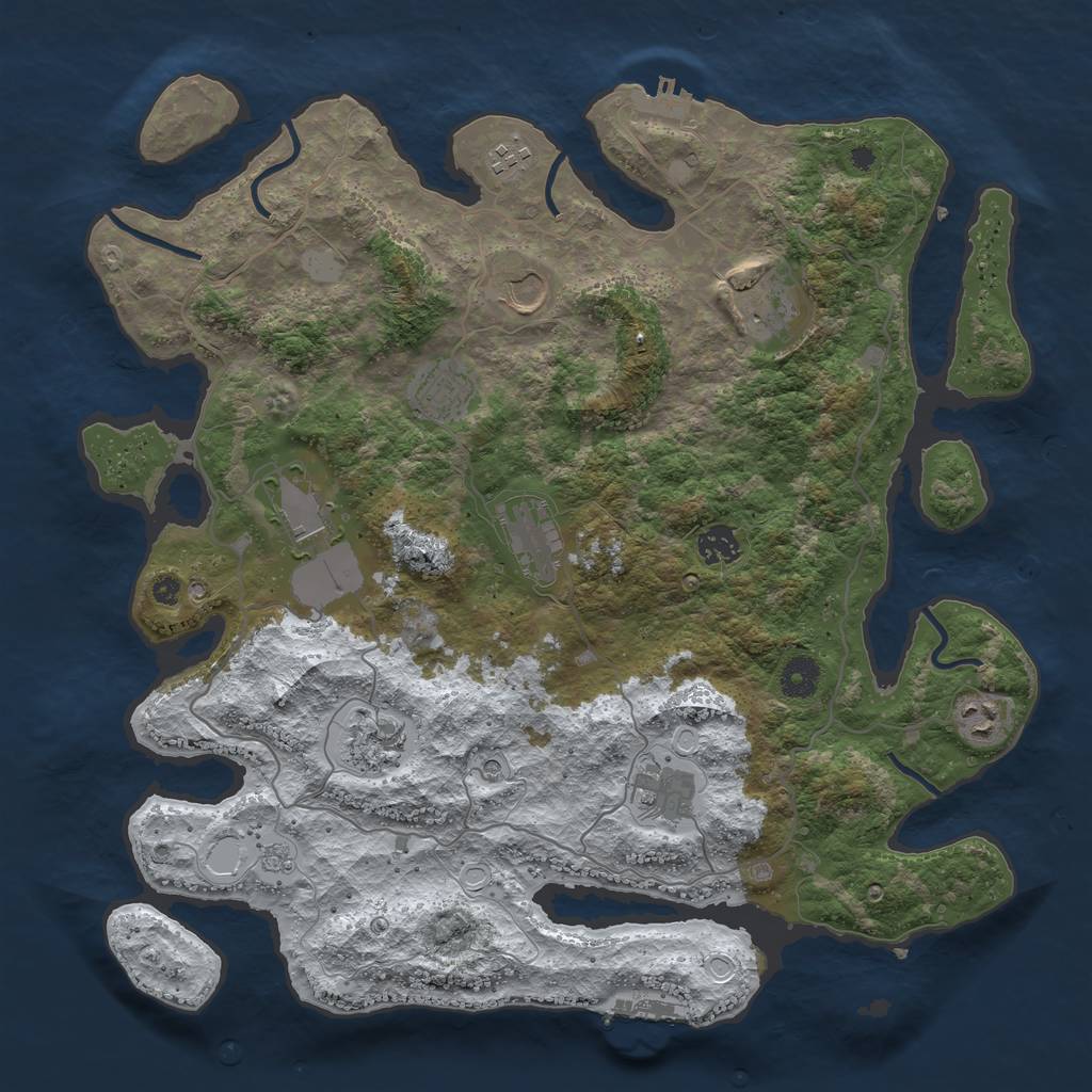 Rust Map: Procedural Map, Size: 4000, Seed: 9838907, 19 Monuments