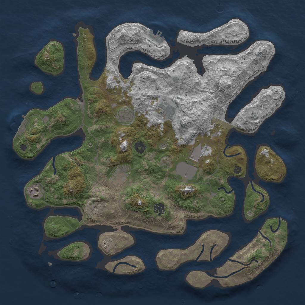 Rust Map: Procedural Map, Size: 4000, Seed: 822, 18 Monuments