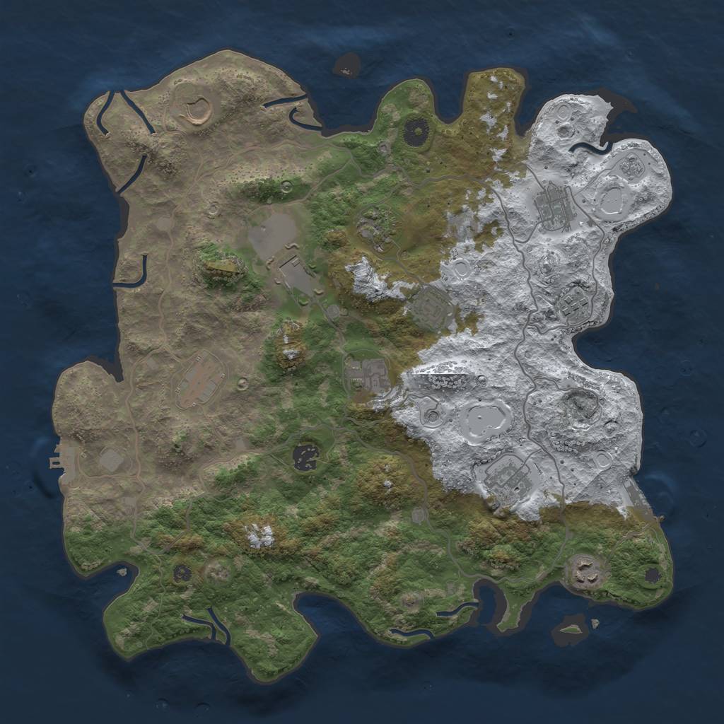 Rust Map: Procedural Map, Size: 4000, Seed: 458544, 20 Monuments