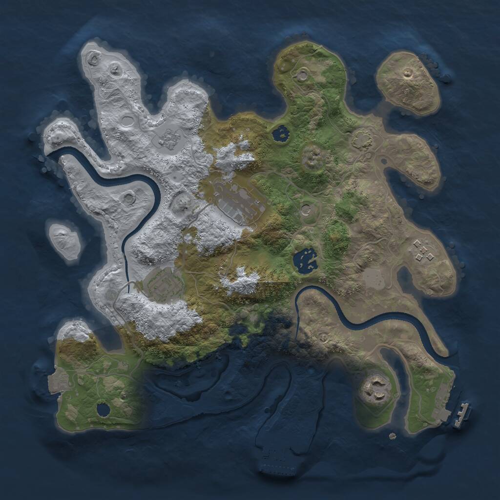Rust Map: Procedural Map, Size: 3000, Seed: 1291883583, 11 Monuments