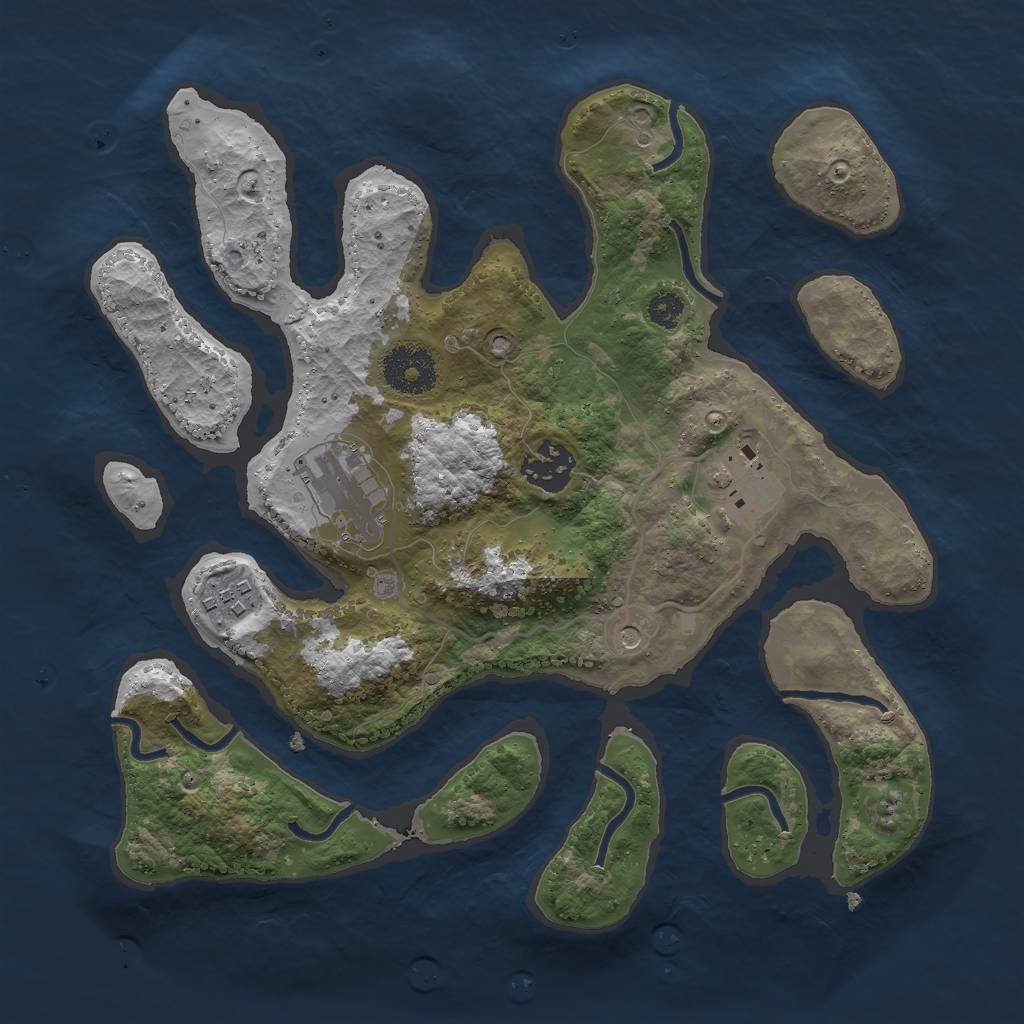 Rust Map: Procedural Map, Size: 3000, Seed: 1291883583, 7 Monuments