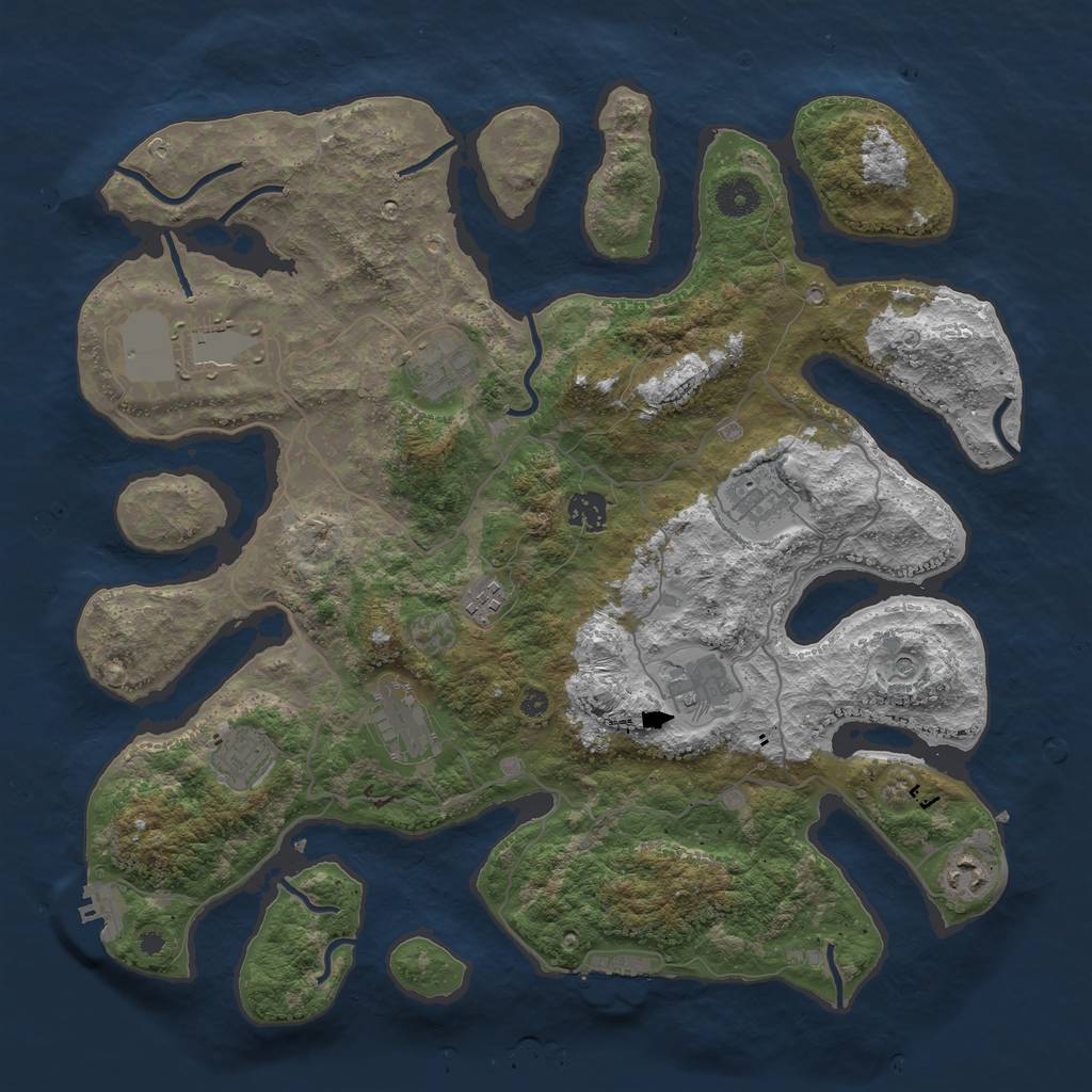 Rust Map: Procedural Map, Size: 4000, Seed: 3520, 14 Monuments