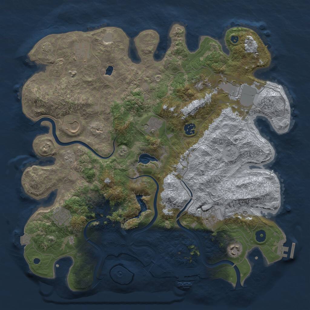 Rust Map: Procedural Map, Size: 4000, Seed: 3520, 16 Monuments