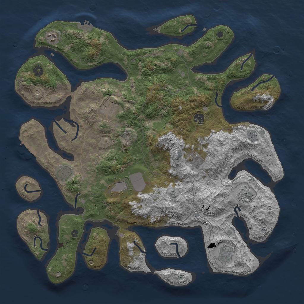 Rust Map: Procedural Map, Size: 4300, Seed: 69420, 14 Monuments