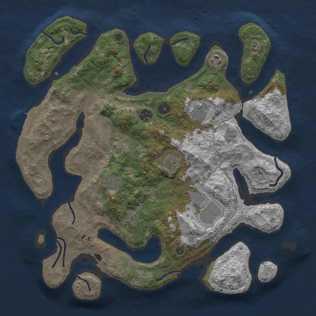 Rust Map: Procedural Map, Size: 4000, Seed: 98463, 13 Monuments