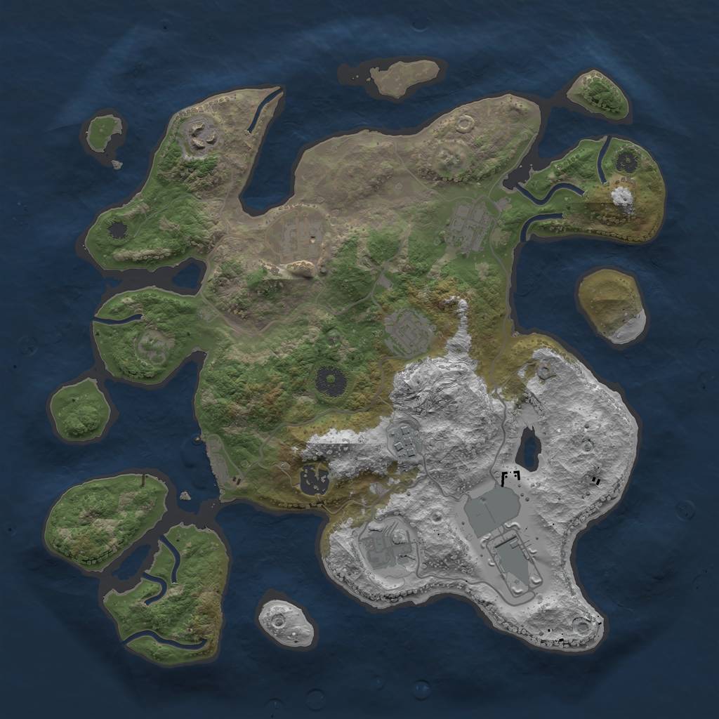 Rust Map: Procedural Map, Size: 3500, Seed: 372235, 11 Monuments