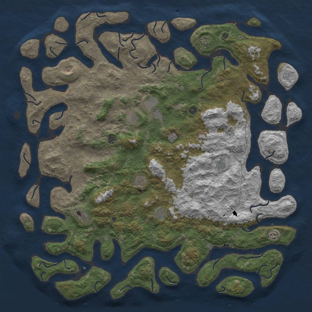 Rust Map: Procedural Map, Size: 6000, Seed: 1254, 14 Monuments