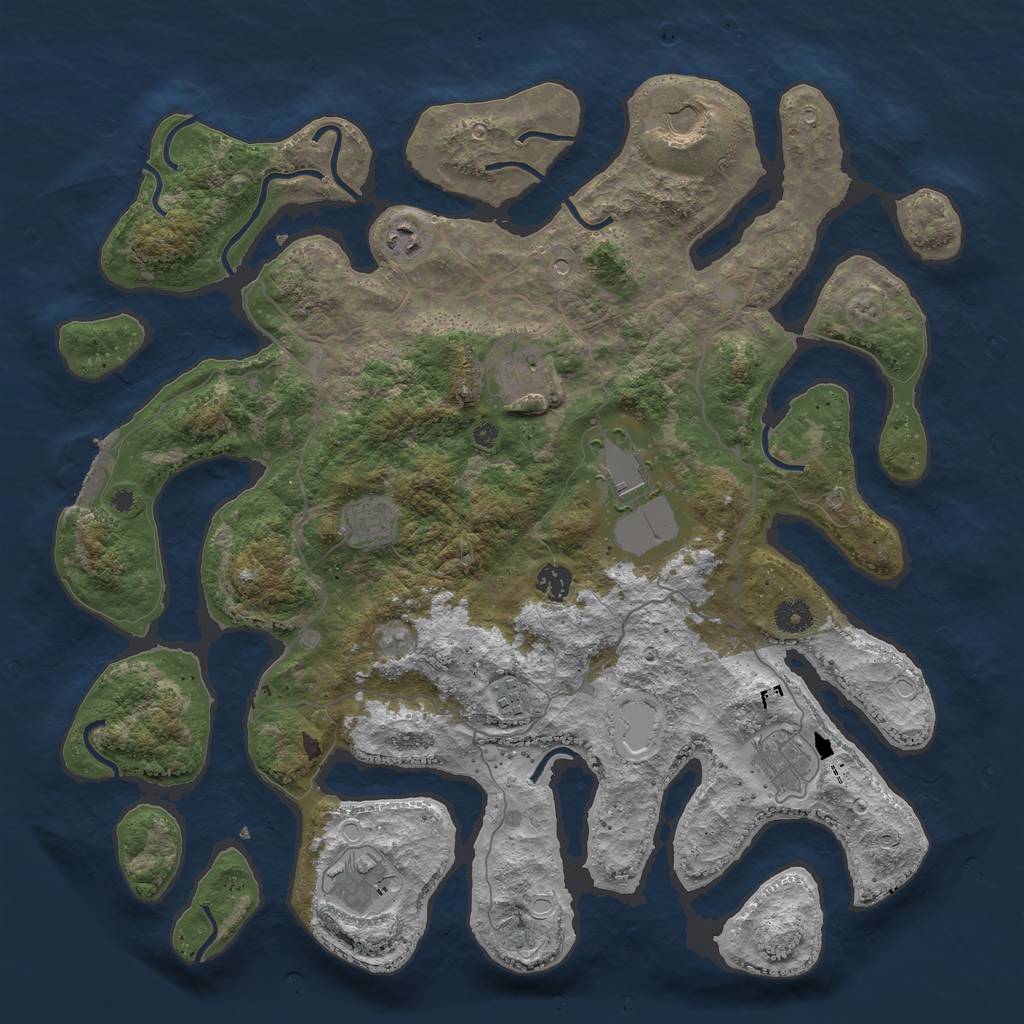 Rust Map: Procedural Map, Size: 4250, Seed: 1924792857, 16 Monuments