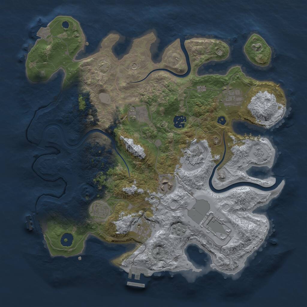 Rust Map: Procedural Map, Size: 3500, Seed: 1707214758, 15 Monuments
