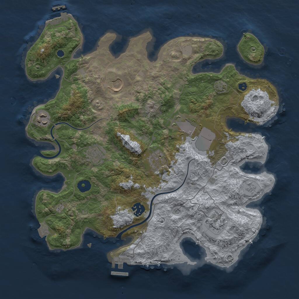 Rust Map: Procedural Map, Size: 3500, Seed: 1707214758, 13 Monuments