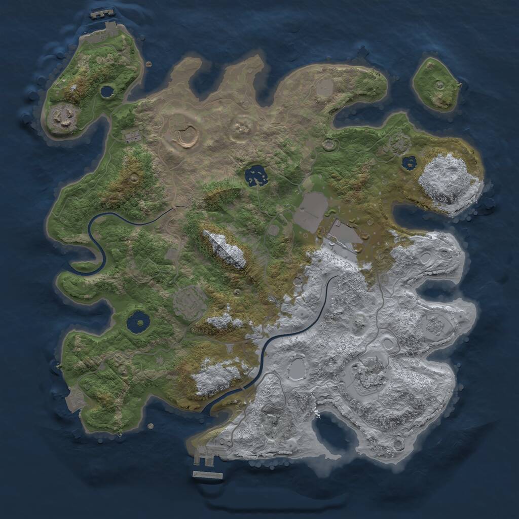 Rust Map: Procedural Map, Size: 3500, Seed: 1707214758, 12 Monuments