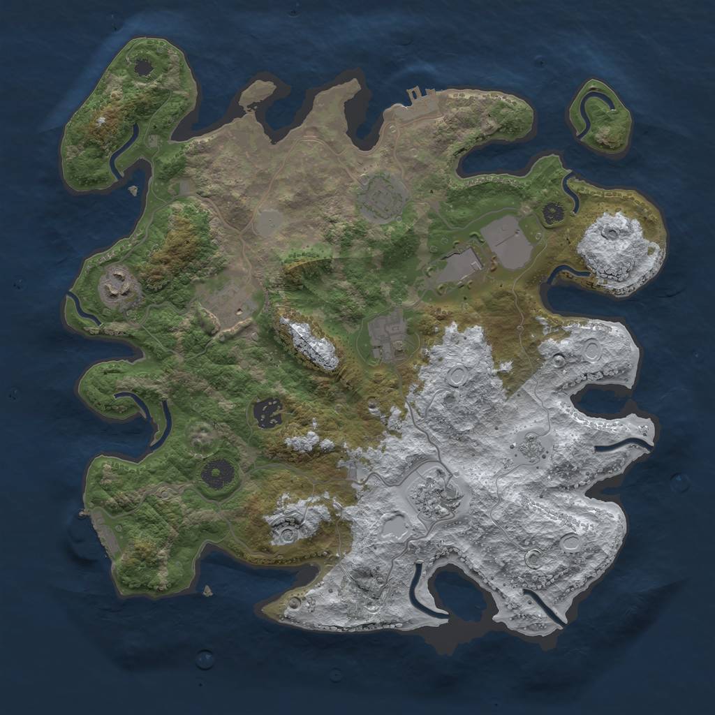 Rust Map: Procedural Map, Size: 3500, Seed: 1707214758, 16 Monuments