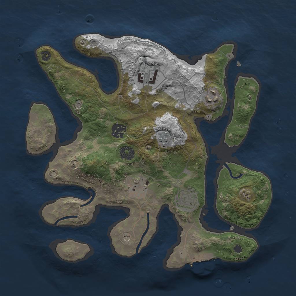 Rust Map: Procedural Map, Size: 3000, Seed: 1070022246, 10 Monuments