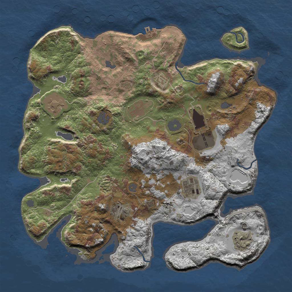 Rust Map: Procedural Map, Size: 3500, Seed: 114, 13 Monuments