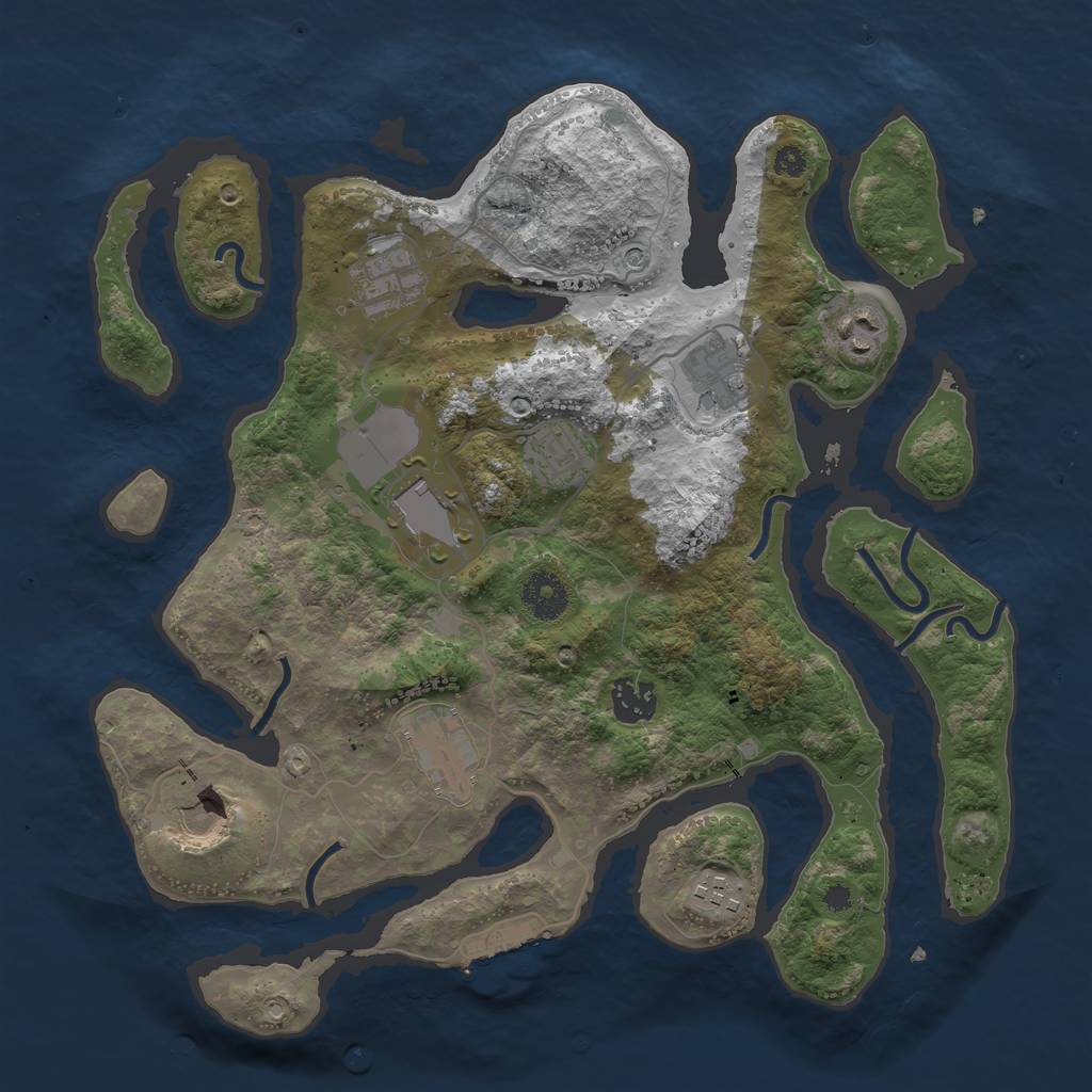 Rust Map: Procedural Map, Size: 3500, Seed: 561700486, 13 Monuments