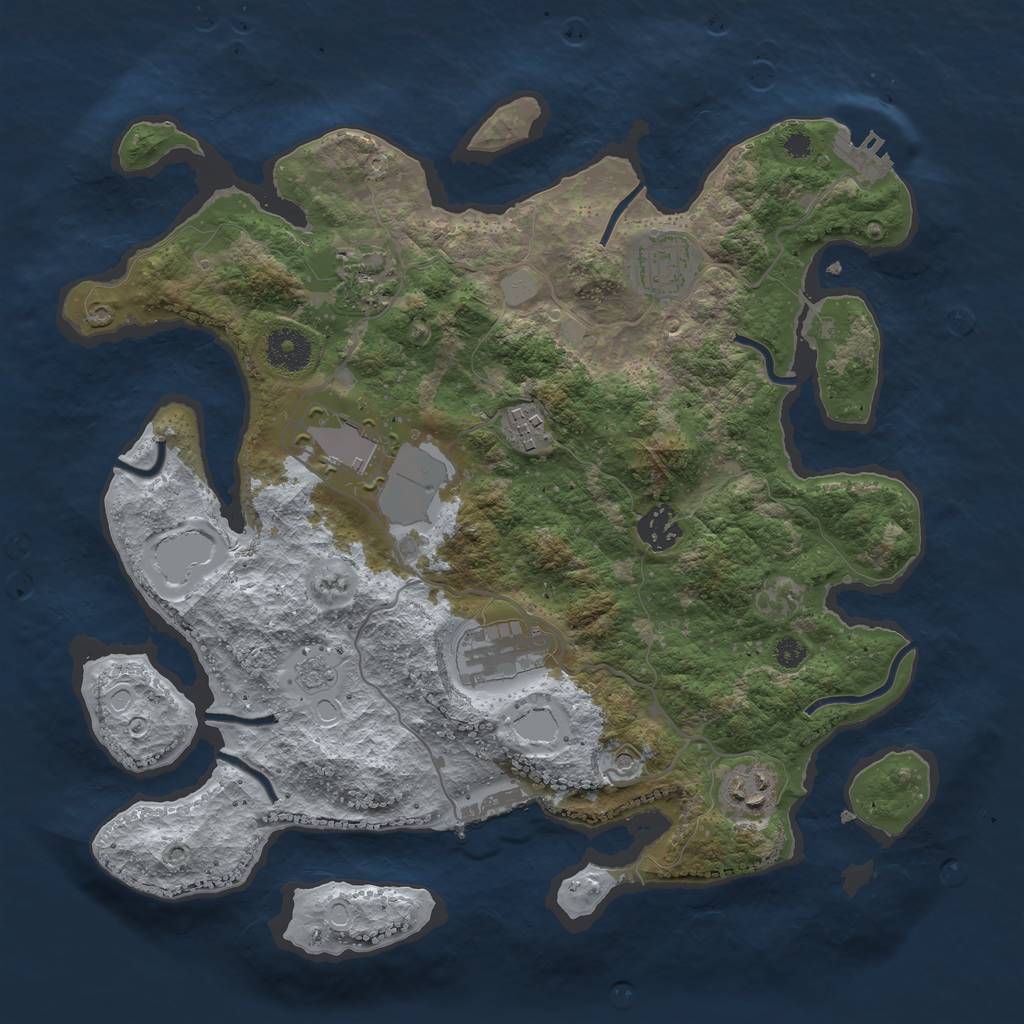 Rust Map: Procedural Map, Size: 3500, Seed: 975, 16 Monuments