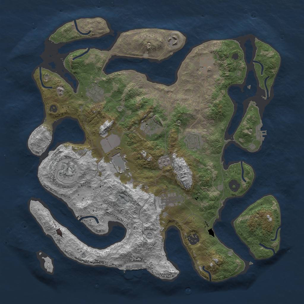 Rust Map: Procedural Map, Size: 3999, Seed: 101, 15 Monuments