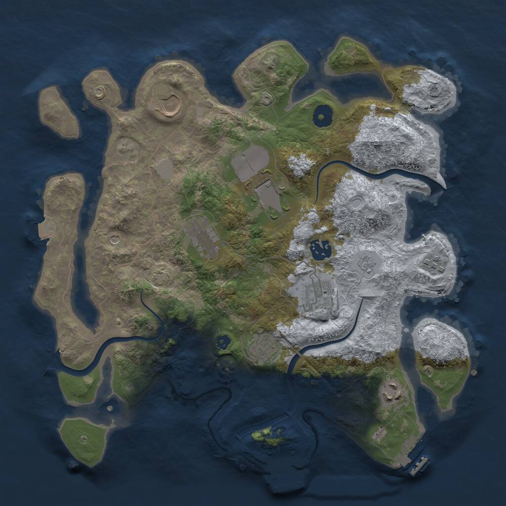 Rust Map: Procedural Map, Size: 3500, Seed: 56789, 14 Monuments